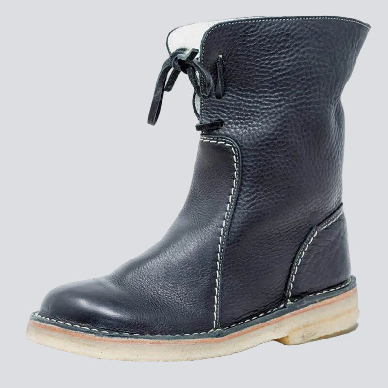 Women's Lace-Up Boot – Textured Square Heel