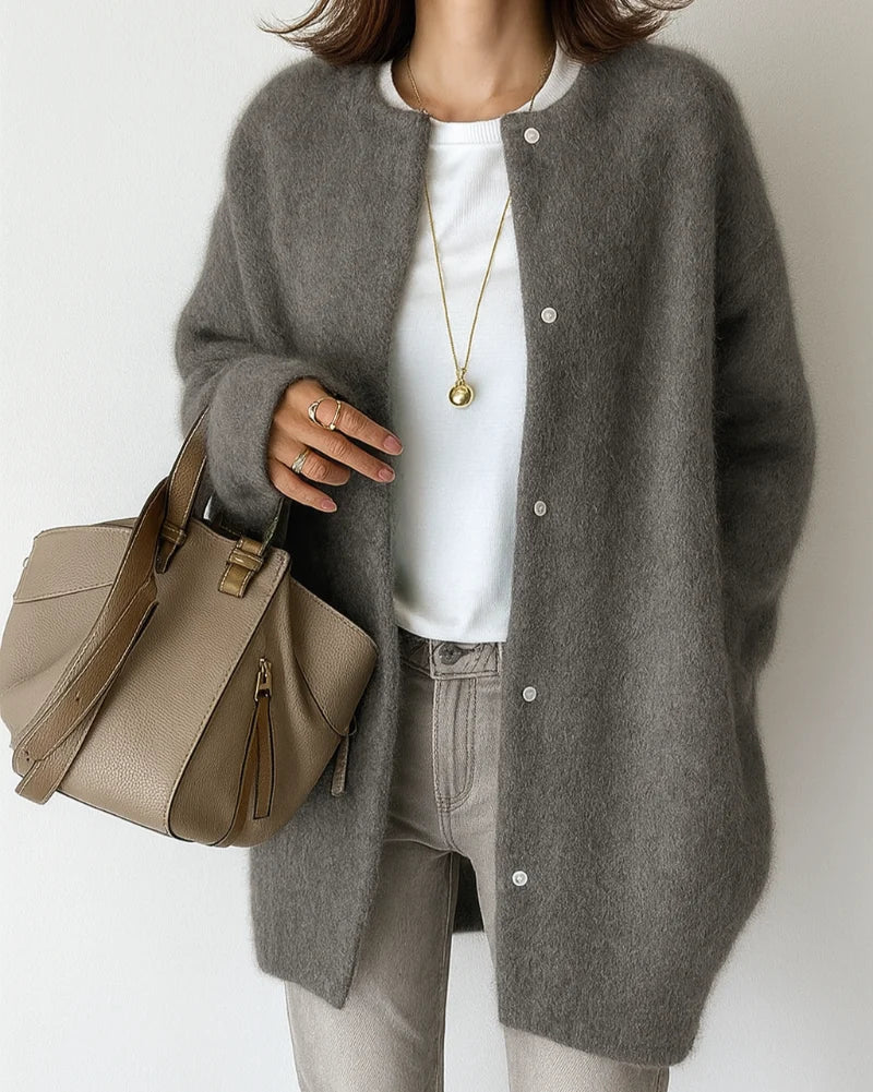 Women's Open-Front Cardigan Coat – Loose Straight Cut