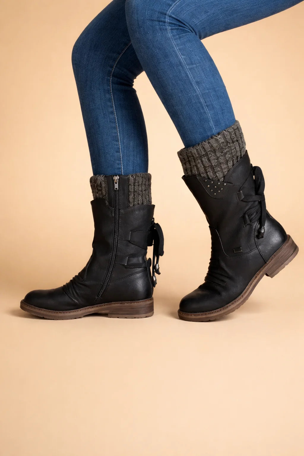 Women's Vegan Leather Ankle Boot – Low Square Heel