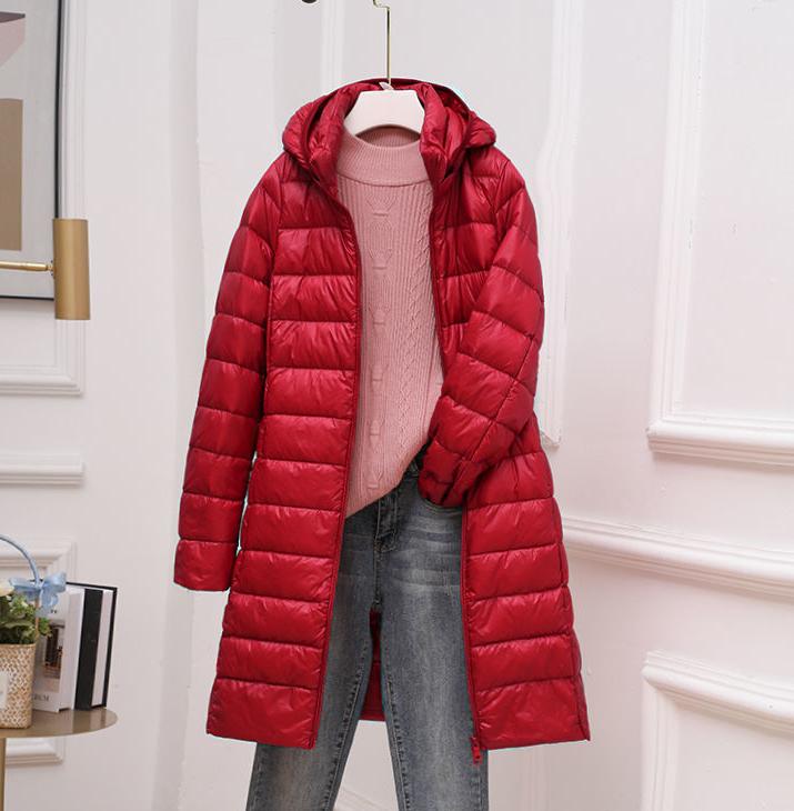 Women's Long Down Puffer Jacket – Detachable Hood