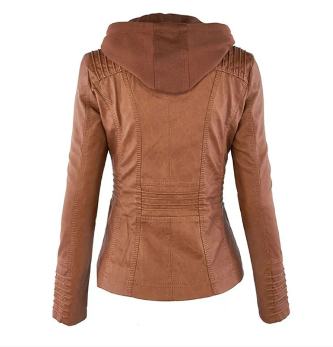 Women's Faux Leather Moto Jacket – Tailored Fitted Cut