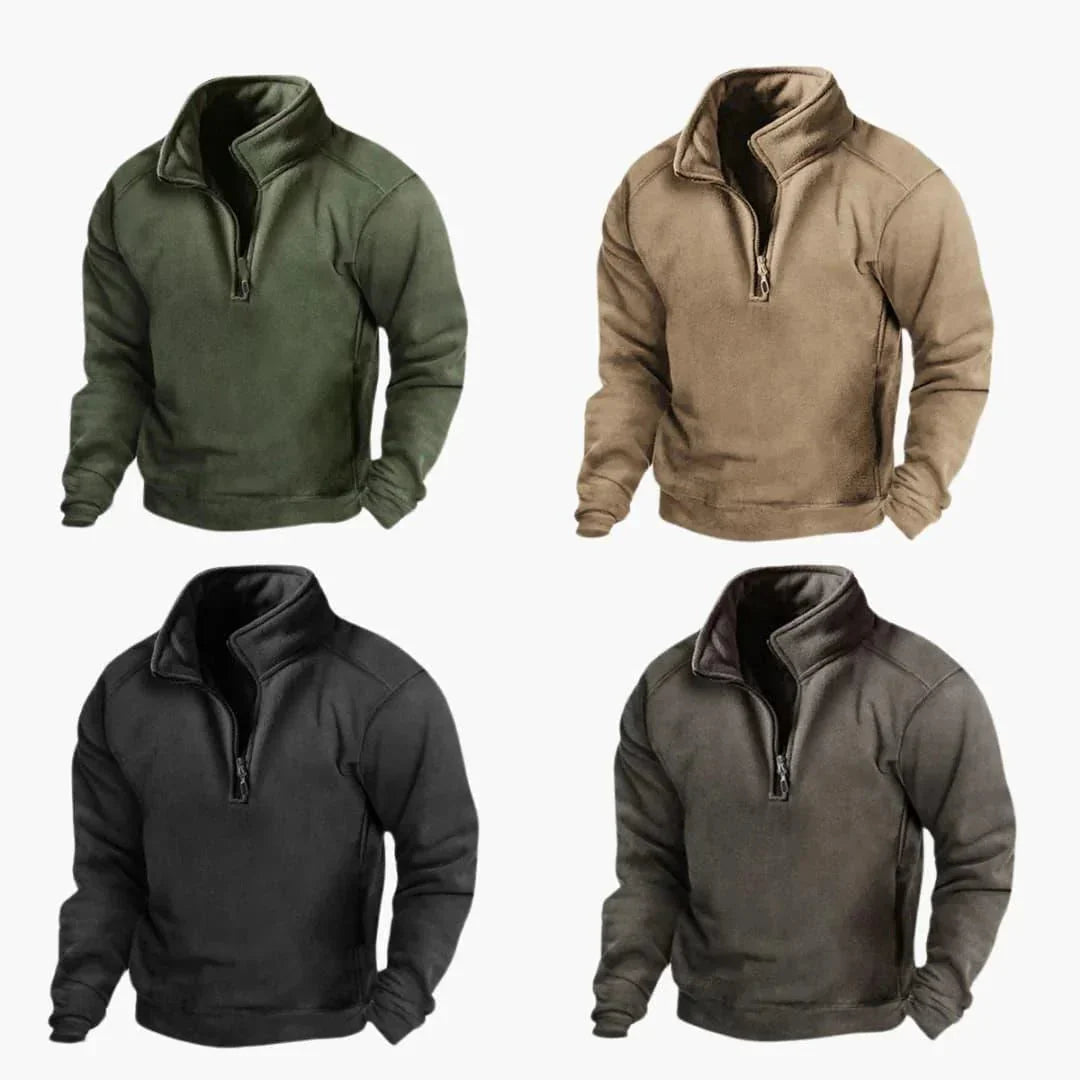 Men's Lined V-Neck Sweater – Slim Button Placket