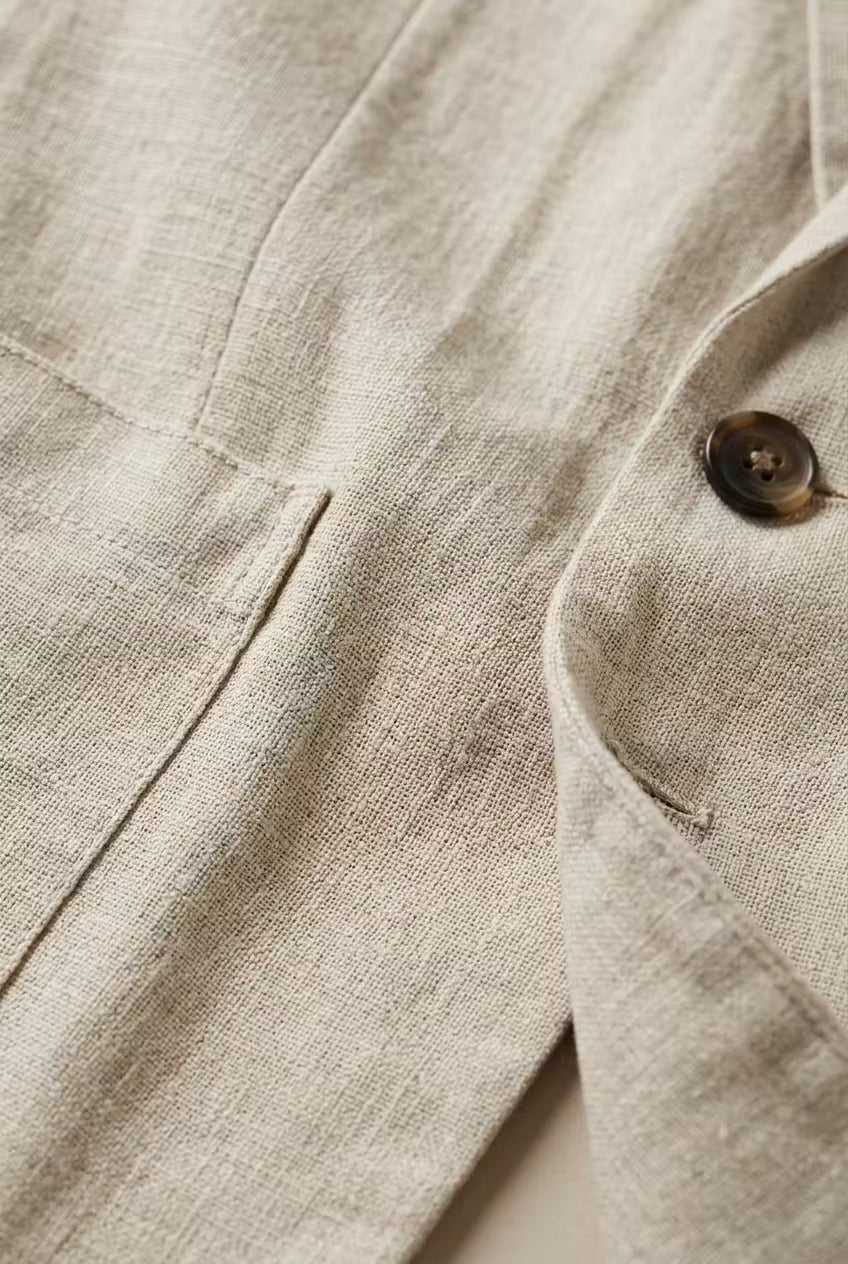 Men's Linen-Blend Two-Piece Suit – Relaxed Straight Leg