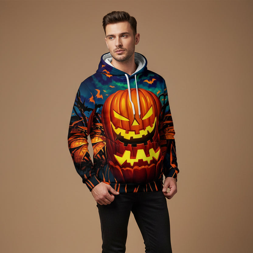 Men's Halloween Hoodie – 3D Pumpkin Print
