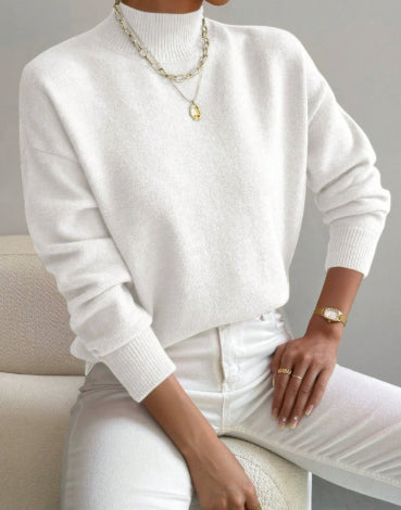 Women's Cashmere Sweater – Relaxed Mock Neck