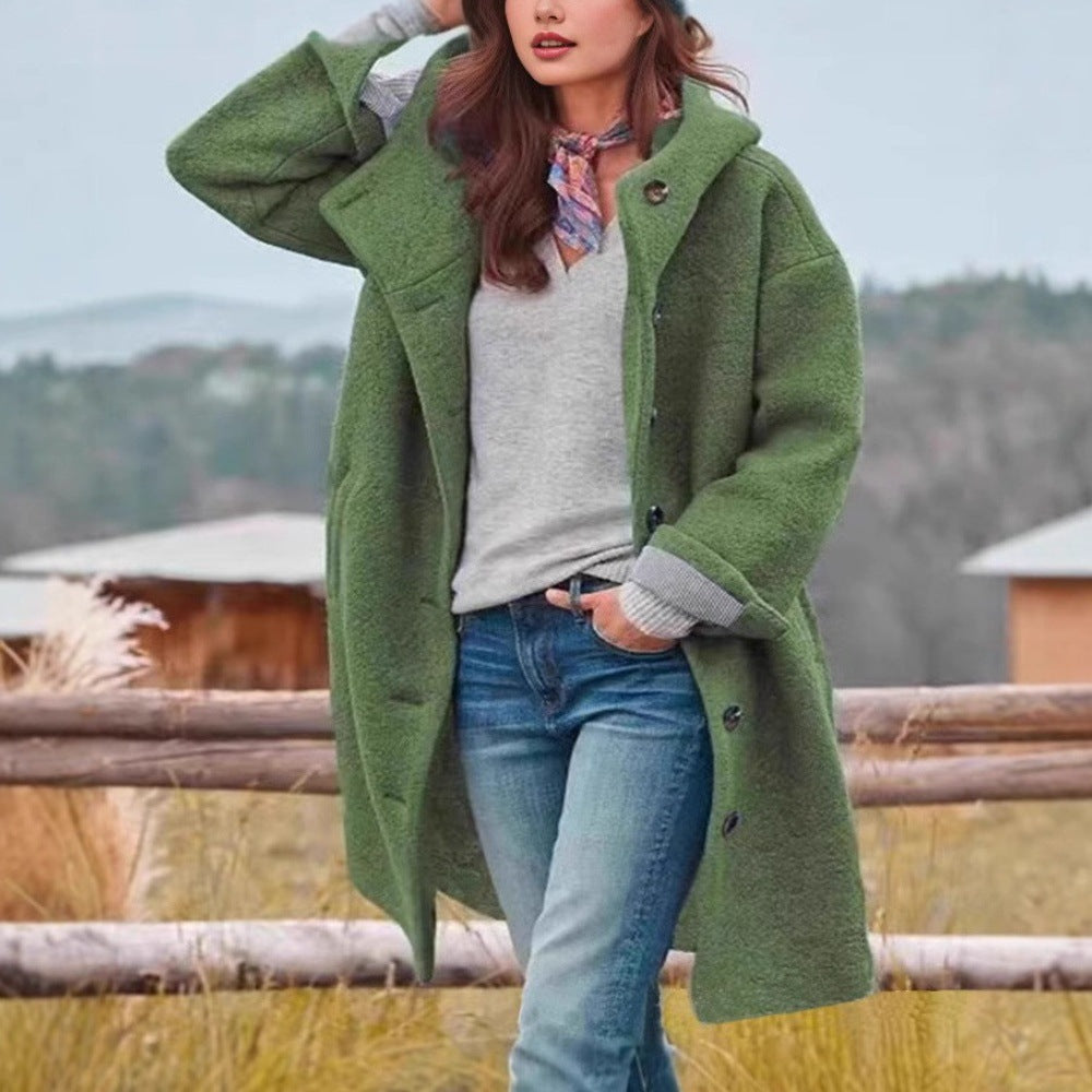 Women's Long Lapel Coat – Straight Relaxed Fit