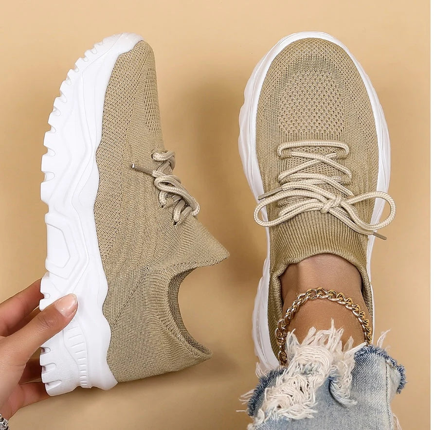 Women's Platform Sneaker – Knit Sock-Style Slip-On