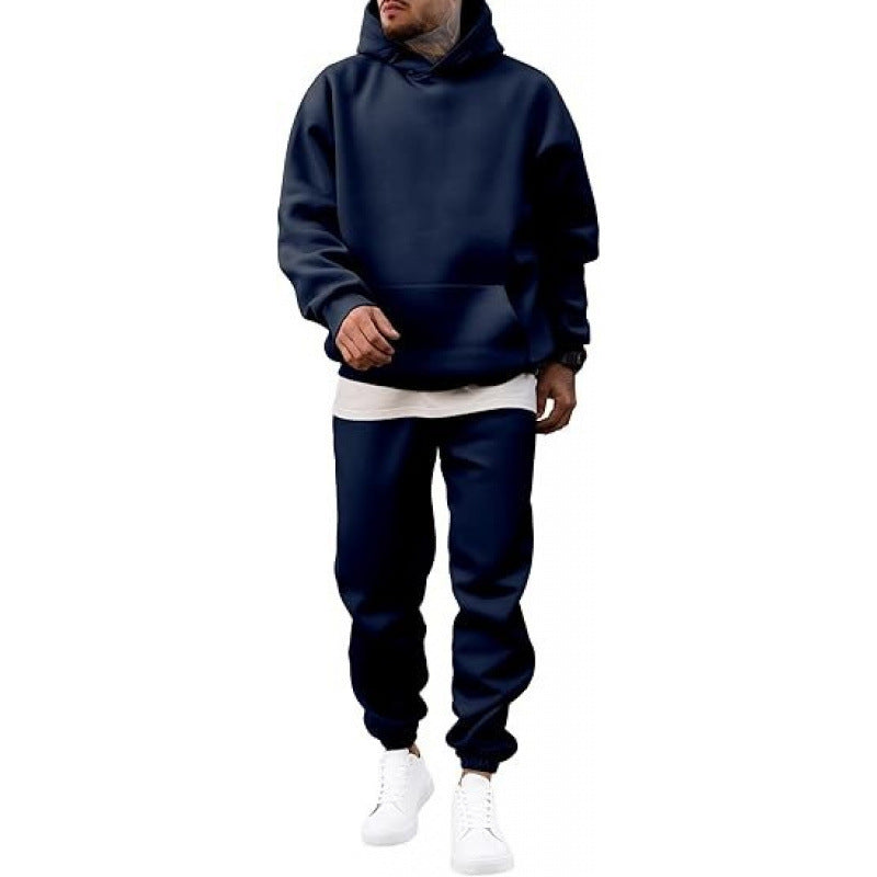 Men's Hoodie and Jogger Set – Fleece-Lined Relaxed Fit