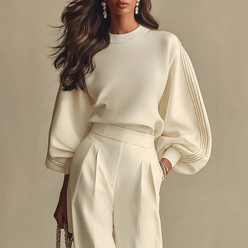 Women's Two-Piece Lounge Set – Sweatshirt & Straight Pants