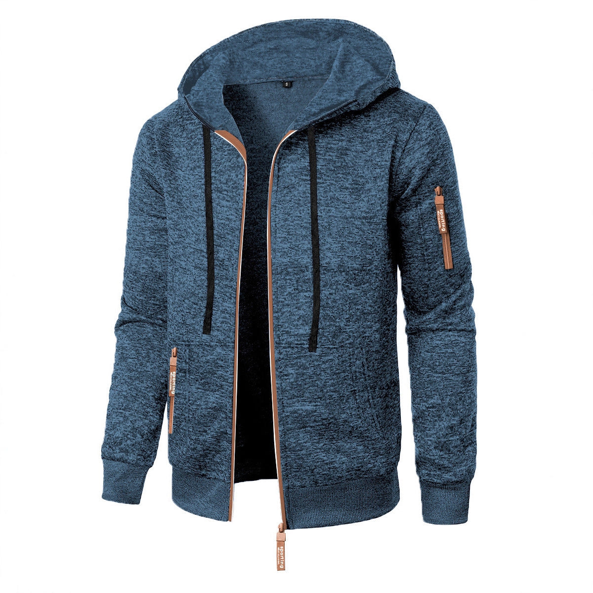 Men's Hooded Zip Cardigan – Textured Jacquard Knit