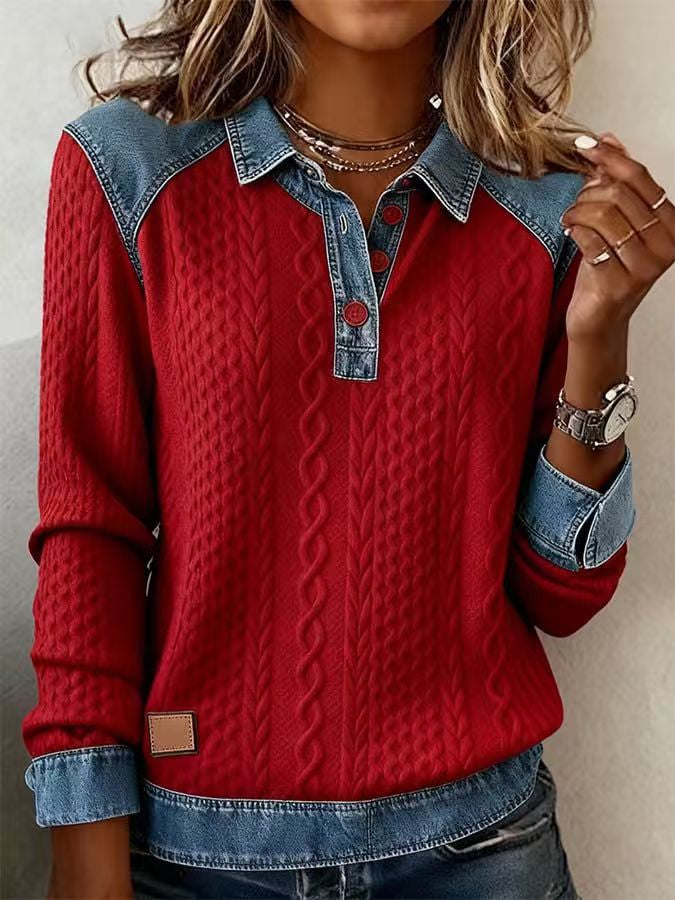 Women's Cotton Half-Button Blouse – Relaxed Collared Fit