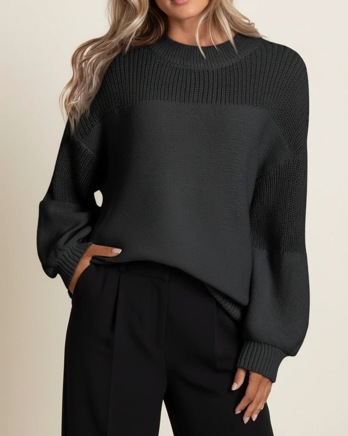 Women's Crochet Flower Sweater – Cropped Lantern Sleeve