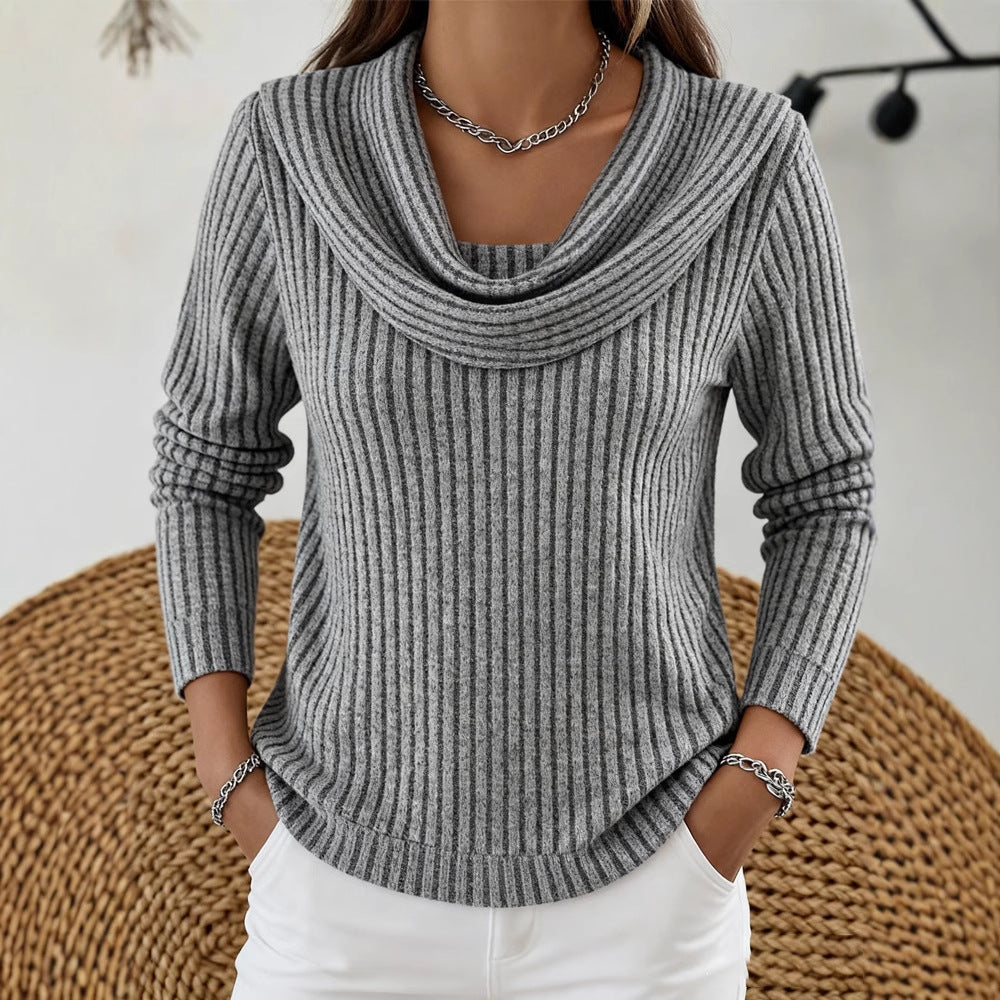 Women's Ribbed Knit Top – Relaxed Long Sleeve