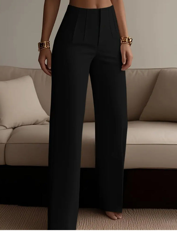 Women's High-Rise Wide-Leg Pants – Pleated Front