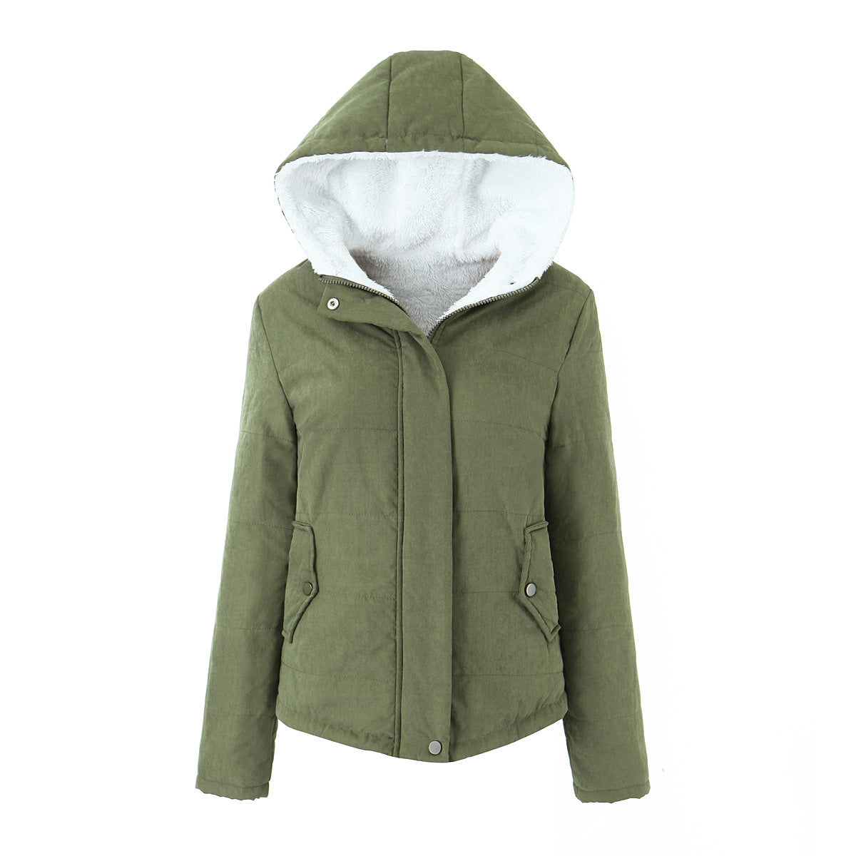 Women's Hooded Padded Jacket – Slim Fleece-Lined Fit