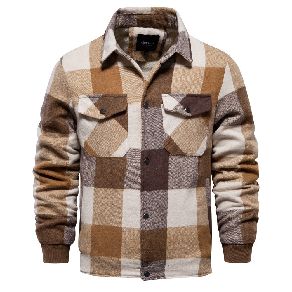 Men's Plaid Cotton Jacket – Lined Regular Fit