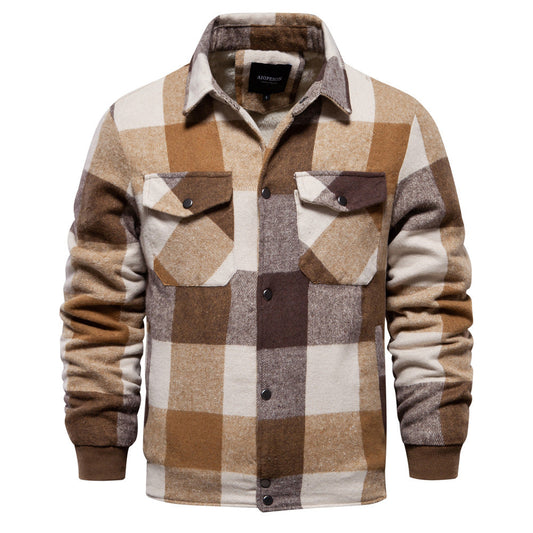 Men's Plaid Cotton Jacket – Lined Regular Fit
