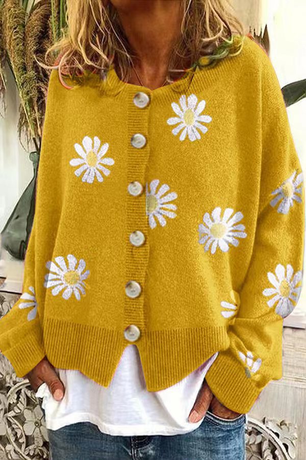 Women's Knit Cardigan – Relaxed Printed Design