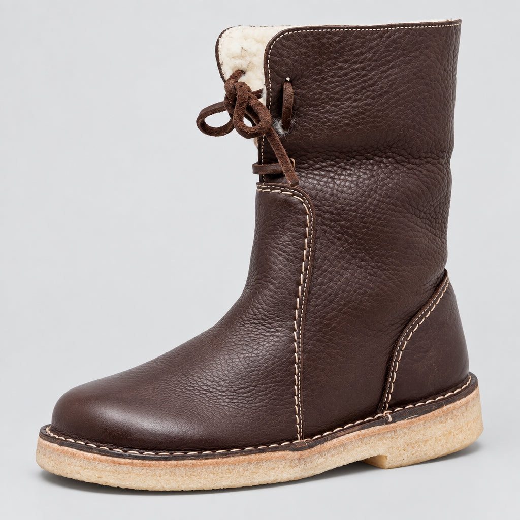 Women's Lace-Up Boot – Textured Square Heel