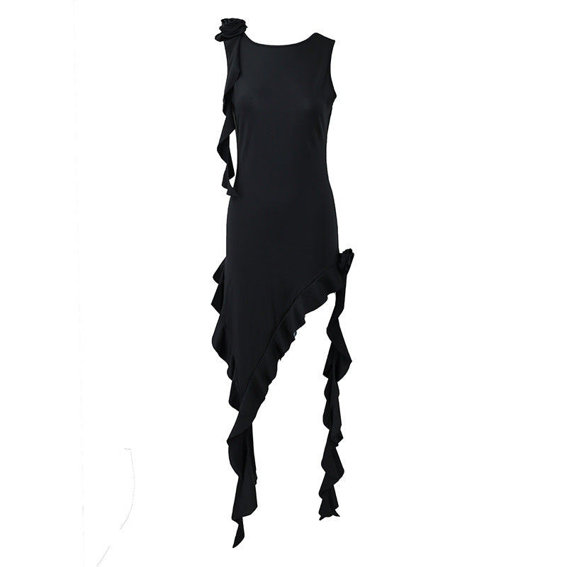 Women's Cover-Up Mini Dress – Sheer Ruffled Hem