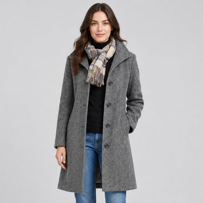 Women's Wool-Look Midi Coat – Slim Tailored Fit