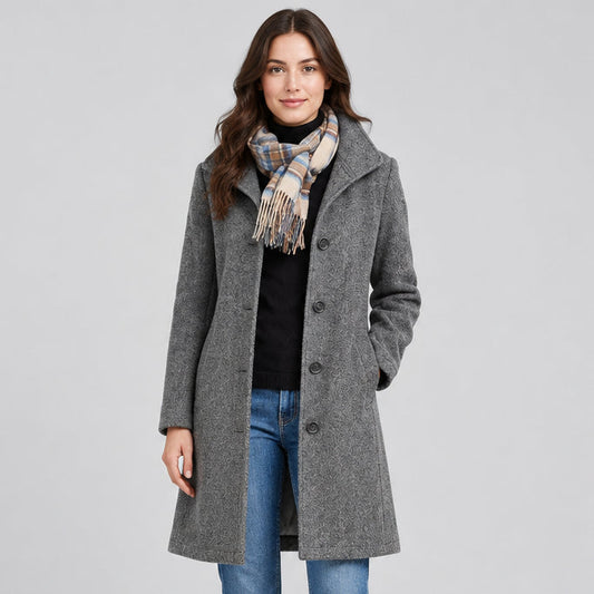 Women's Wool-Look Midi Coat – Slim Tailored Fit