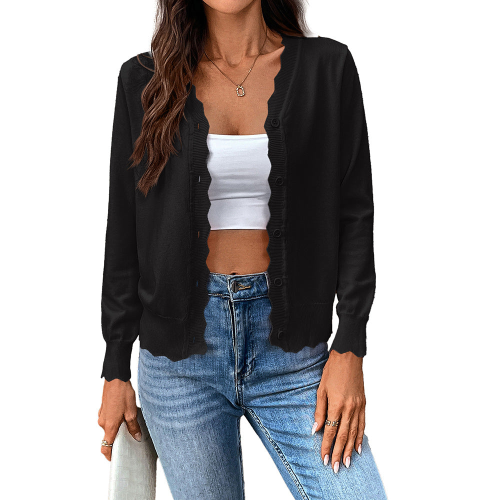 Women's V-Neck Cardigan – Lightweight Ice Silk Knit