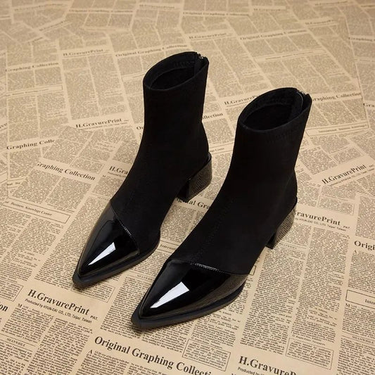 Women's Ankle Boot – Pointed Toe Block Heel