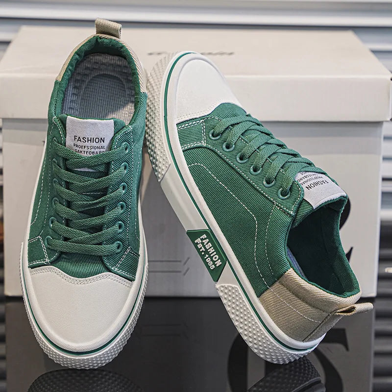 Men's Canvas Sneaker – Low-Top Contrast Heel