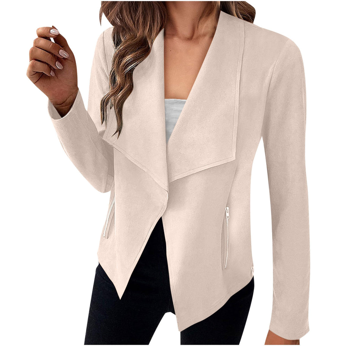 Women's Faux Suede Coat – Straight Hip-Length Cut