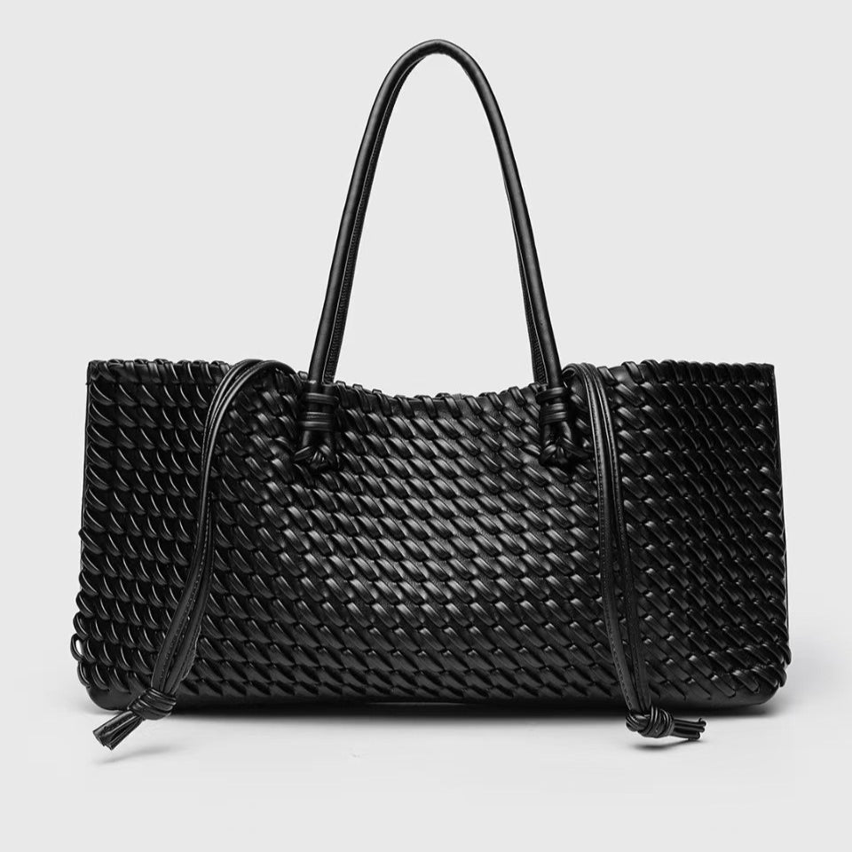 Women's Woven Tote Bag – Structured East-West Shape