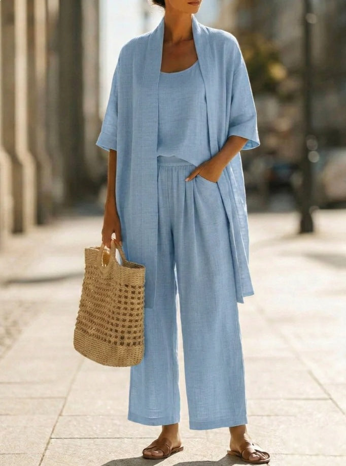 Women's Three-Piece Set – Cardigan, Tank and Pants