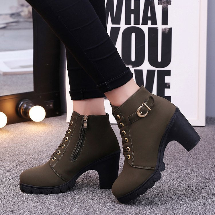Women's Lace-Up Ankle Boots – Crossover Strap Platform
