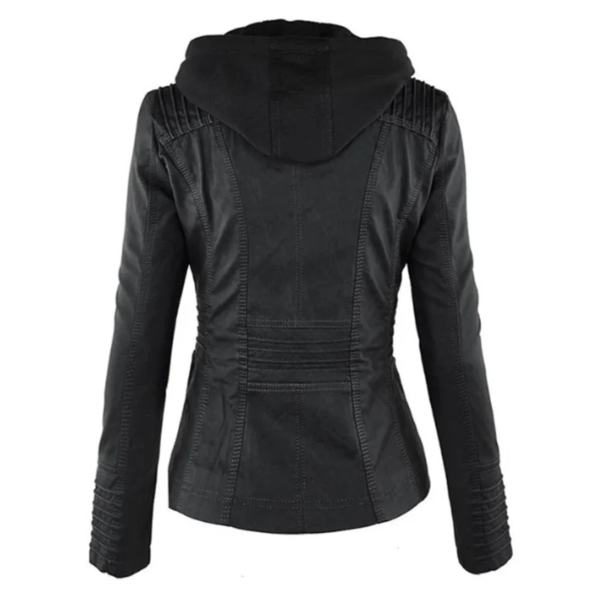 Women's Faux Leather Moto Jacket – Tailored Fitted Cut