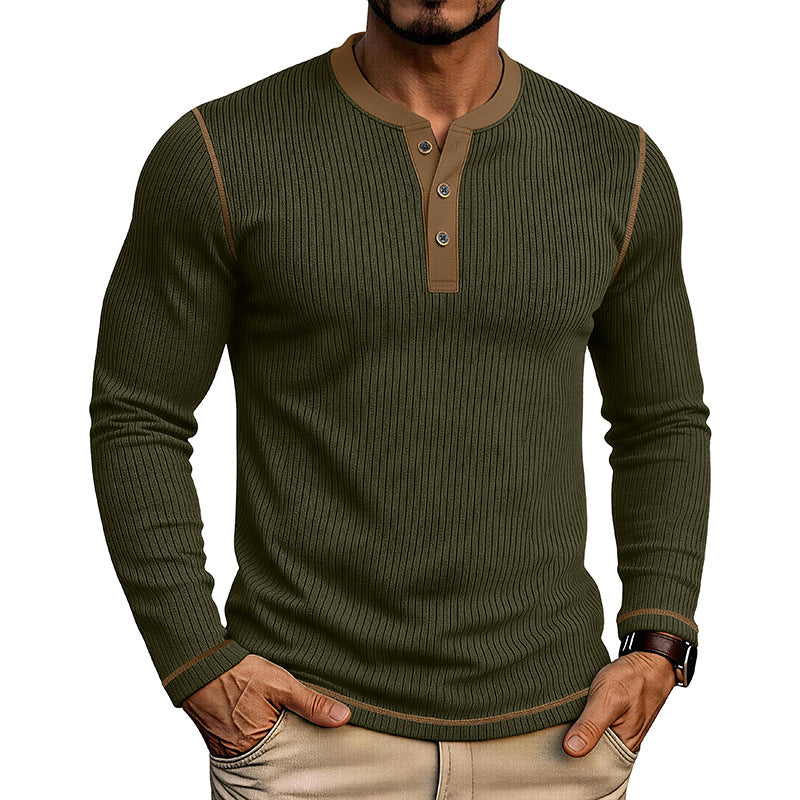 Men's Long Sleeve Henley – Colorblock Modern Fit