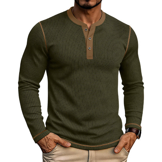 Men's Long Sleeve Henley – Colorblock Modern Fit