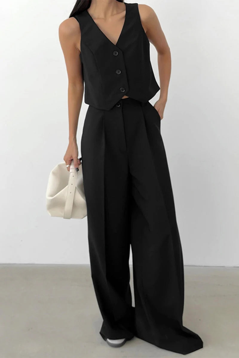 Women's Vest and Pants Set – Tailored Straight Leg