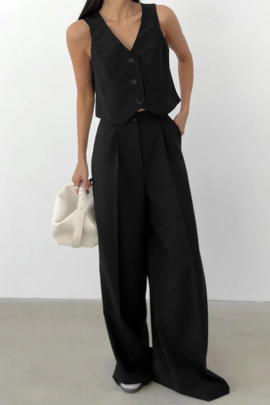 Women's Vest and Pants Set – Tailored Straight Leg