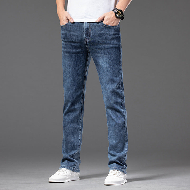 Men's Straight-Leg Stretch Jeans – Partial Elastic Waist