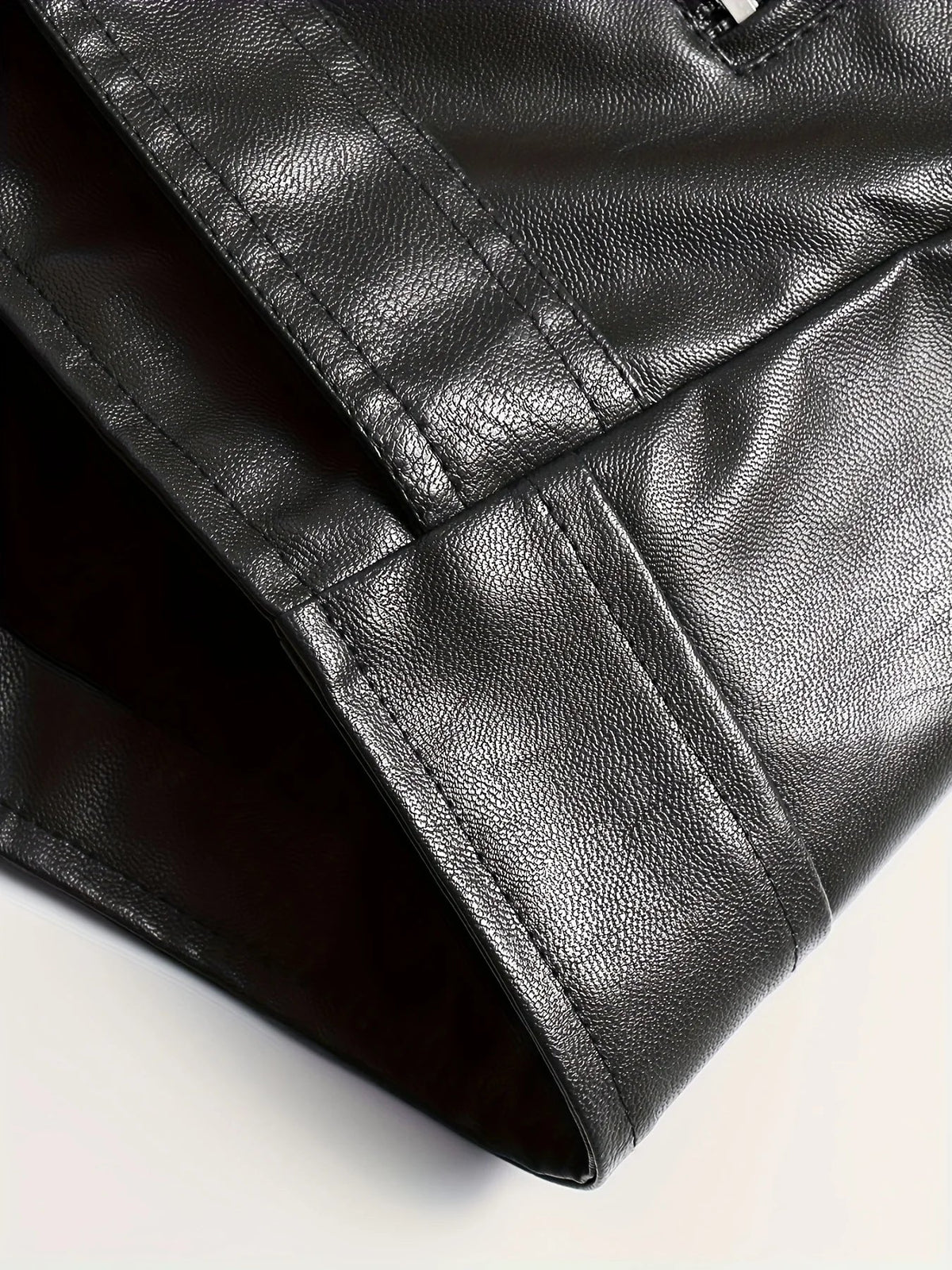 Men's Faux Leather Biker Jacket – Relaxed Bellows Pockets