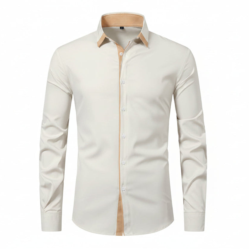 Men's Cotton-Blend Shirt – Contrast Stitch Loose Fit