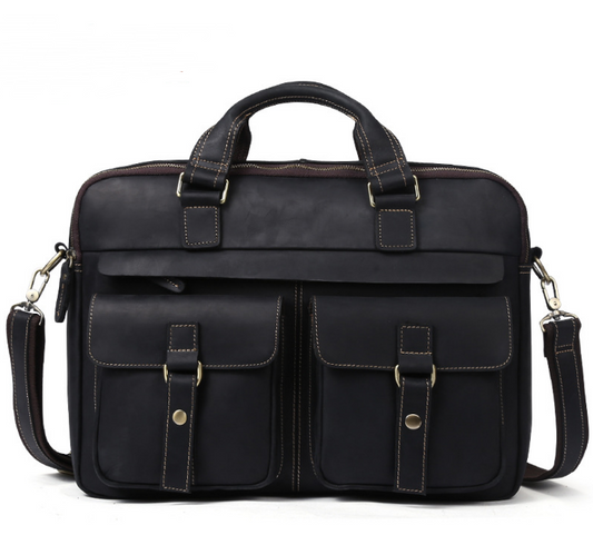 Men's Leather Briefcase – Structured Retro Business