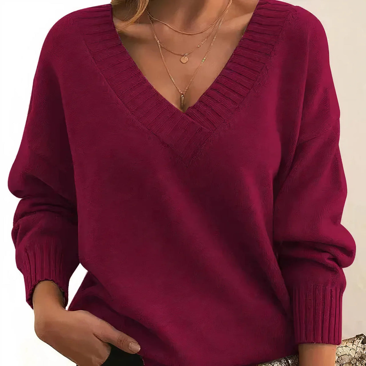 Women's Knit Sweater – Relaxed Crew Neck Fit