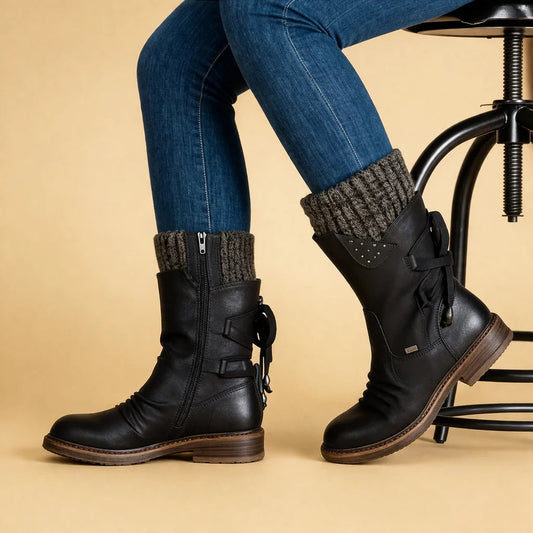 Women's Vegan Leather Ankle Boot – Low Square Heel
