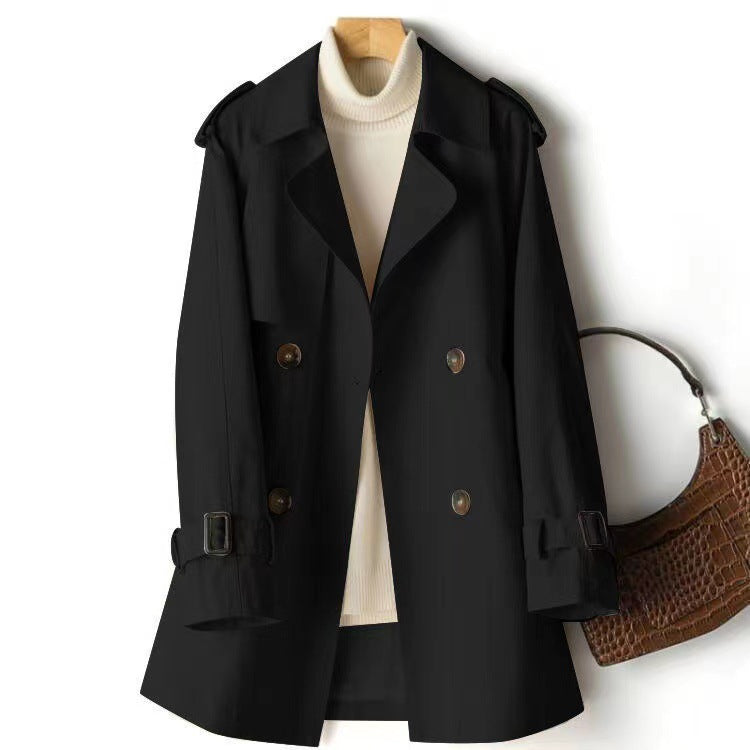 Women's Wrap Coat – Belted Mid-Length V-Neck