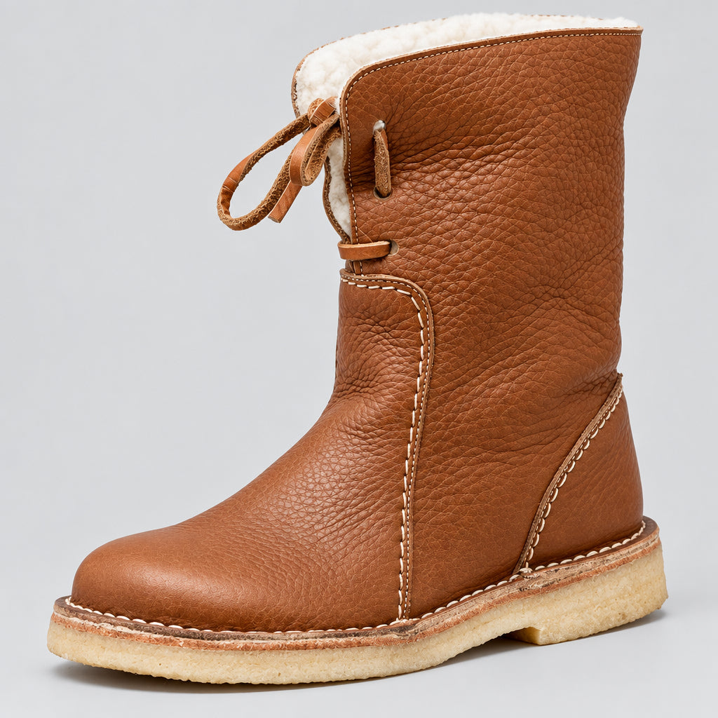 Women's Lace-Up Boot – Textured Square Heel