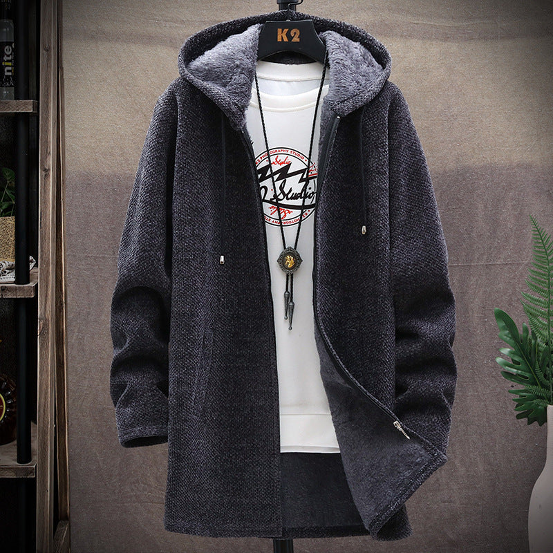 Men's Fleece-Lined Hooded Jacket – Relaxed Cardigan Fit