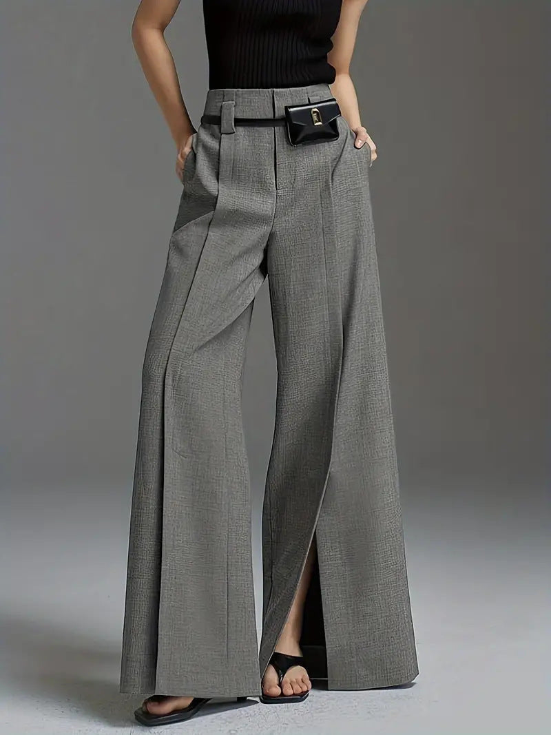 Women's Flared Pants – Split Hem Relaxed Fit