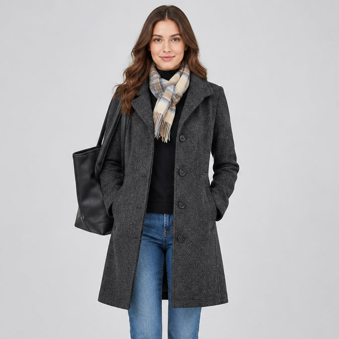 Women's Wool-Look Midi Coat – Slim Tailored Fit