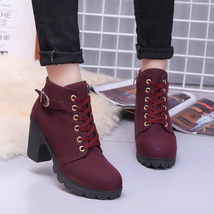 Women's Lace-Up Ankle Boots – Crossover Strap Platform
